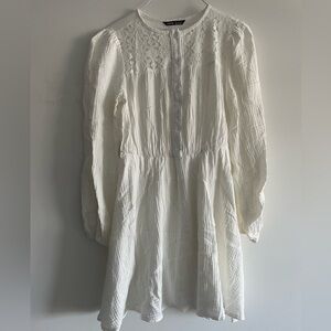 Contrast Lace Front Button Dress